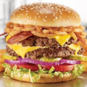 crunchy burger with cheese onion and chicken