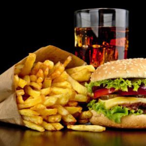 French fries burger with cooldrink