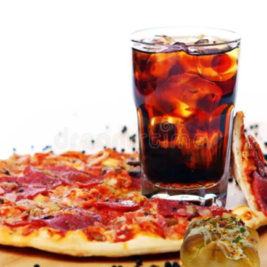 pizza with cooldrink